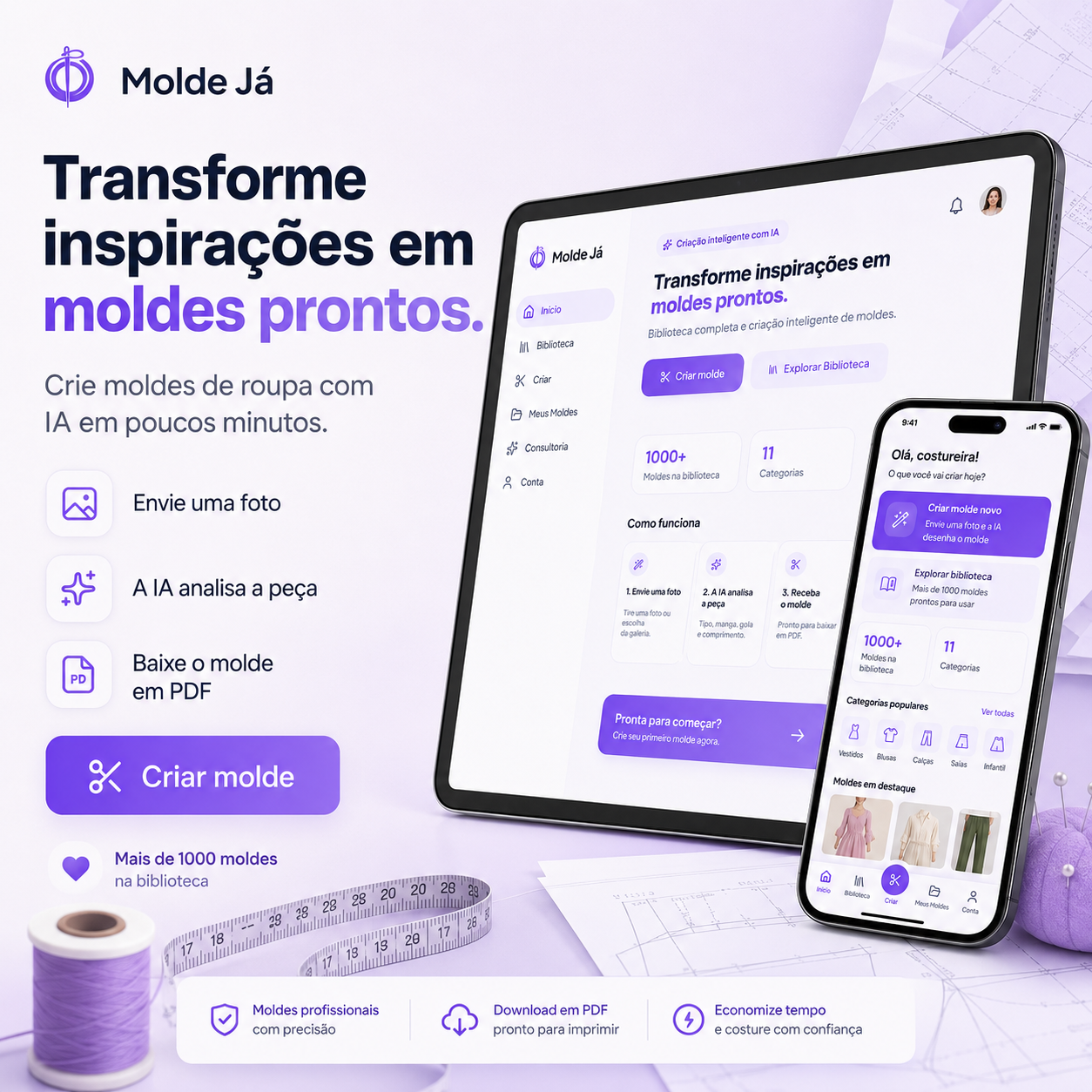 MoldeJá no celular — molde pronto pra imprimir